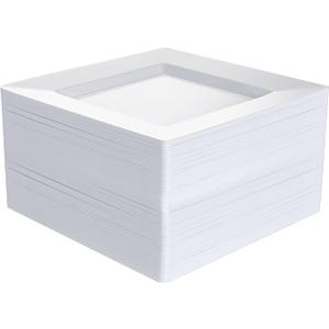 NZVCN 100 PCS White Plastic Dinner Plates, 9.5" Square HeavyDuty Disposable Plates Dessert Plates Serving Dishes for Wedding, Party, Easter, Christmas