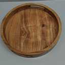 Samhita Round Serving Acacia Wooden Tray with Handles for Serving Beverages & Food on Bar Living Room Home Dining Table (12" x 12" x 1.6")