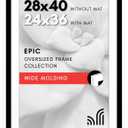 Americanflat 28x40 Poster Frame with Polished Plexiglass - Use as 24x36 Frame with Mat or Display 28x40 Photo Without Mat - Epic Collection - Wide Picture Frames for Wall Display - Black