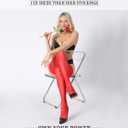 MERYLURE Thigh High Stockings Silicone Lace Top Stay Up Silk Semi Sheer Pantyhose for Women Hold Up Nylon Lingerie (Red)