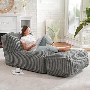 Hobestluk Large Bean Bag Chairs Sofa for Adults Giant BeanBag Couch Lounger