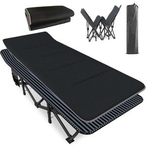 ATORPOK Oversized Camping Cot for Adults with Cushion Comfortable, Extra Wide 31.5'' Folding Bed for Sleeping, Lightweight Folding Bed with Carry Bag Supports 500 lbs