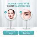MIYADIVA 20X Magnifying Makeup Mirror,Double Sided 1X & 20X Magnifying Mirror with Stand,Tabletop Magnified Vanity Mirror with 360Rotation for Bathroom or Bedroom 7.8 Inch