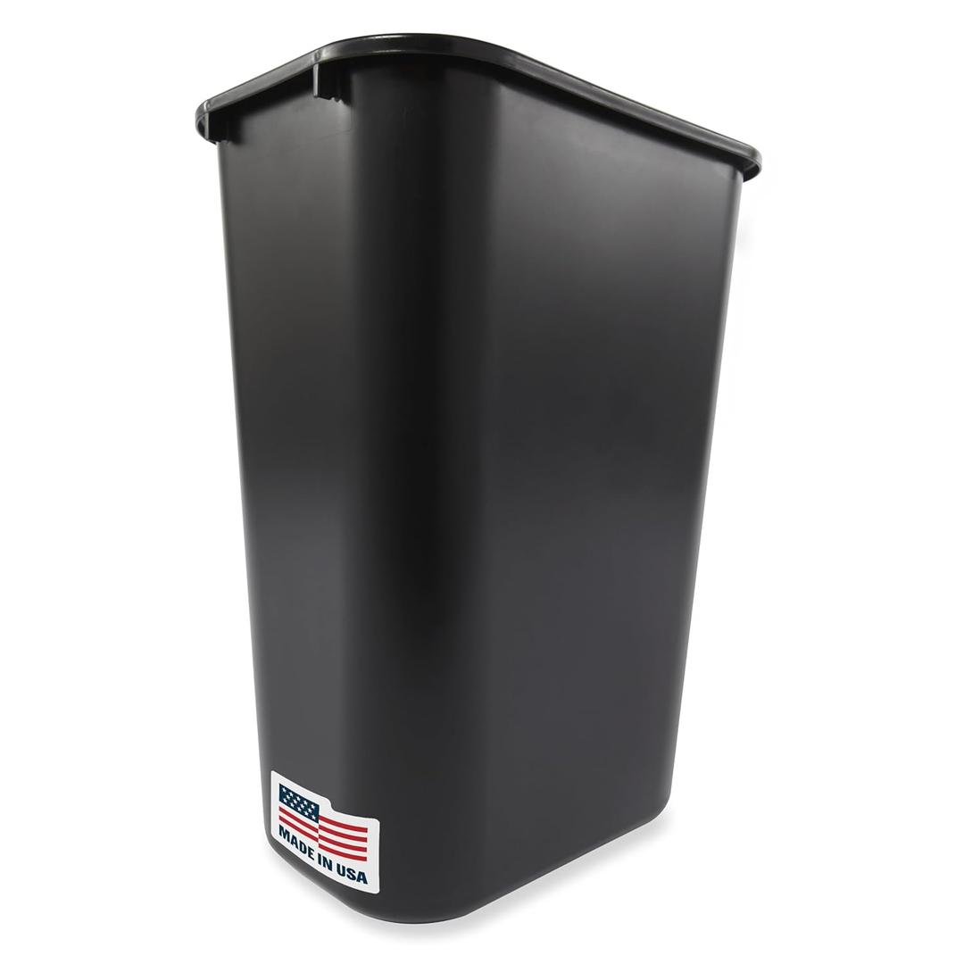Rubbermaid Commercial Wastebasket Trash Container, 41QT/10.25 GAL, Plastic, Black, Stackable Trash Can for Bedroom/Bathroom/Office, Fits Under Desk/Sink/Cabinet Rubbermaid Commercial Wastebasket Trash Container, 41QT/10.25 GAL, Plastic, Black, Stackable Trash Can for Bedroom/Bathroom/Office, Fits Under Desk/Sink/Cabinet