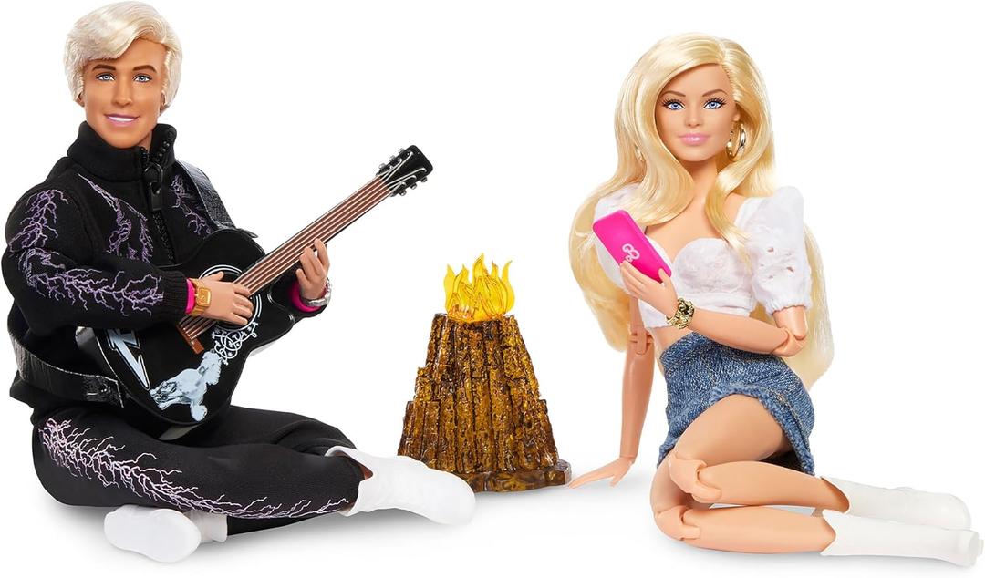 Barbie The Movie Ken Collectible Dolls, 4 Hours Later Campfire Scene from Movie, Wearing Beach Fashions