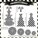 AMZWKT 4-Tier Extra Large Race Car Cupcake Stand - Reusable Cardboard Dessert Tower for Racing Theme Cupcake Tower for Cars Birthday Decorations Race Car Party Supplies