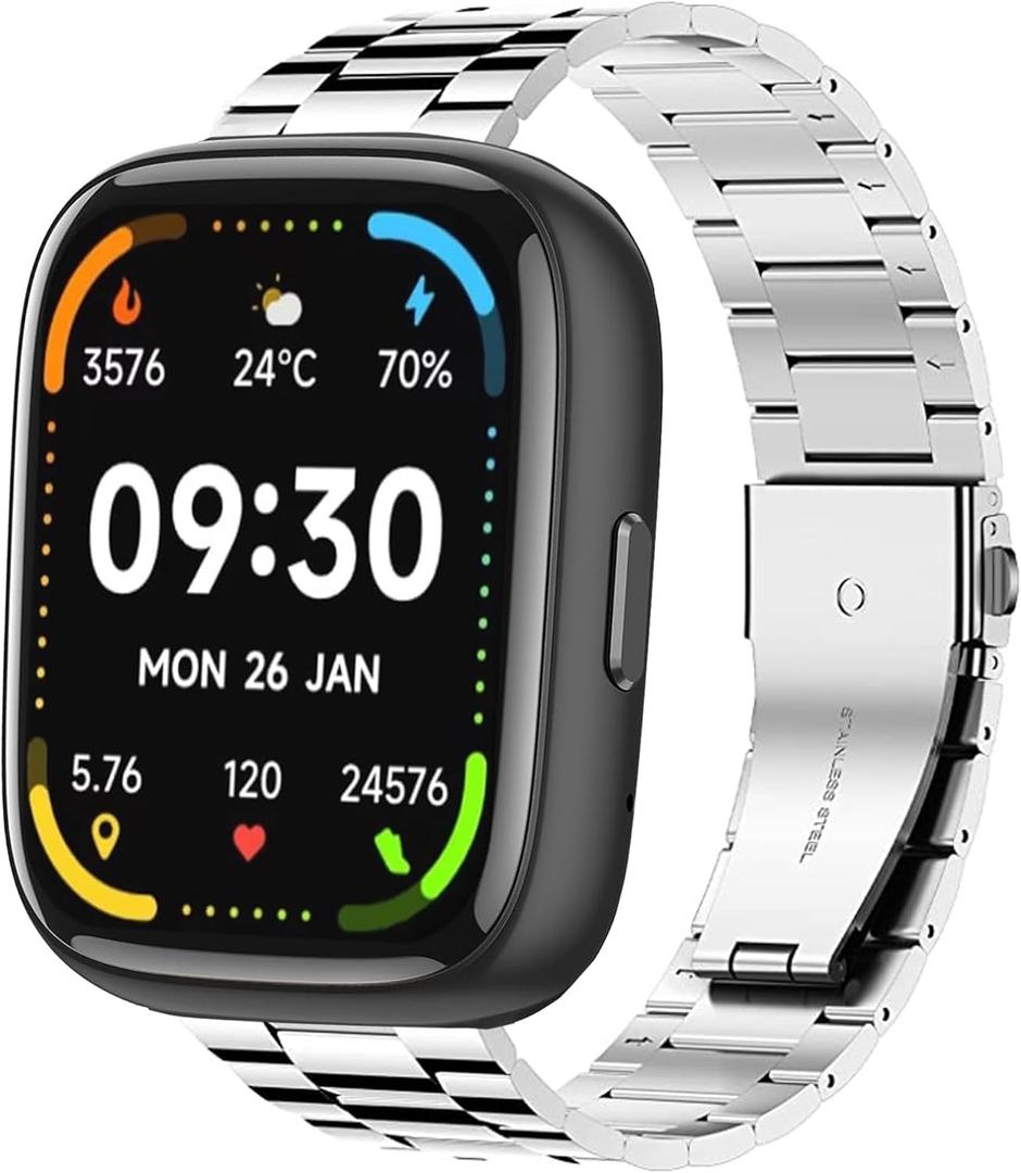 IDW17, IDW20, IDW21, IDW23, IDW25, IDW26 Smart Watch Bands, Stainless Steel Metal Replacement Strap Bracelet Compatible with Faweio IDW26 1.83 Smart Watch, TOOBUR IDW17, IDW23, KEEPONFIT IDW21, WNH IDW25 Smart Watch (Silver)