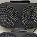 Electric Waffle Maker Heart-Shaped: 2 Non-Stick double-Side Heating Plates with 5-Setting Adjustable Browning Control for Fast Heating - No Flip Design & Compact Storage for Busy Families