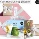 OTOTO NEW Lily Salt Cellar with Lid and Spoon - 6 oz Frog Salt Containers for Countertop, Ceramic Salt Holder with Lid for Sugar, Frog Stuff, White Elephant Gifts, Cute Gifts Accessories - Green