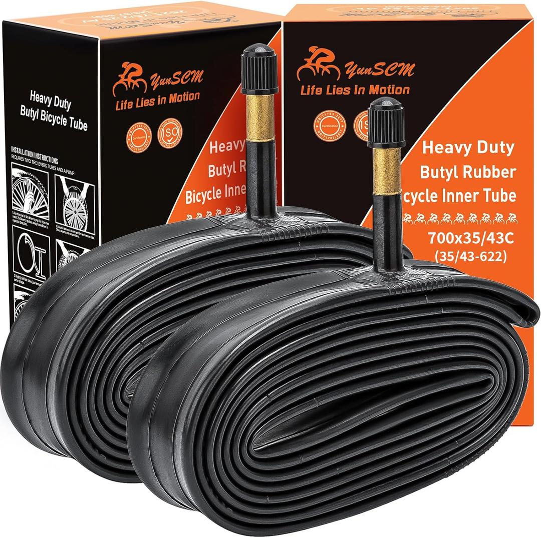 700C Heavy Duty Bike Tubes 700x35C/38C/40C/43C AV48 Schrader Valve (35/43-622) 700C Bicycle Inner Tubes Compatible with 700x35C 700x36C 700x37C 700x38C 700x40C 700x42C 700x43C Bike Tire Tubes 2-PCS
