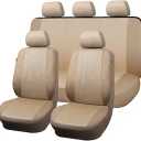 Flying Banner car seat Covers Set airmesh Breathable Fashion Easy Bench Split Protectors Sport Fashion (Beige & Beige, Full Set - Low Back)