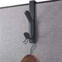 Officemate Double Coat Hooks for Cubicle Panels, Adjustable 1.25-3.5 Inch, Charcoal (22005) (Black)