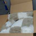 Super Soft Rug for Bedroom, 5x7 Ft Beige and White Area Rug Classic Checkered Shaggy Anti-Skid High Pile Soft Fluffy Rug Fuzzy Carpet for Living Room Bedroom Kids Room Nursery, Dorm Home Decor