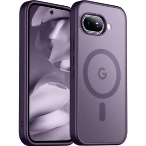 SPIDERCASE Magnetic for Google Pixel 9A Case, Military Grade Drop Protection Slim Translucent Matte Shockproof Anti-Fingerprint Phone Case for Pixel 9A, Dark Purple