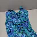 Tempt Me Women One Piece Swim Dress 2025 Tummy Control Swimsuit with Skirt Wrap Tie Side Swimdress Bathing Suit (Large, Blue Leaves)