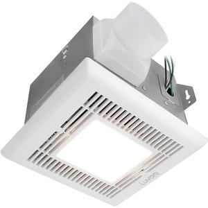Maxxima Luvoni 70 CFM Bathroom Exhaust and Ventilation Fan - 3000K Warm White 600 Lumen LED Light, Quiet 2 Sones Operation, White Grill Ceiling Fan