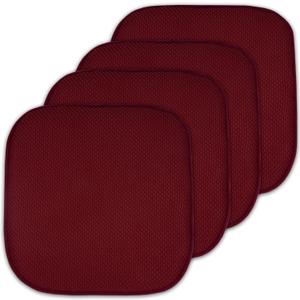 4 Pack Memory Foam Honeycomb Nonslip Back 16" x 16" Chair/Seat Cushion Pad, Wine Burgundy