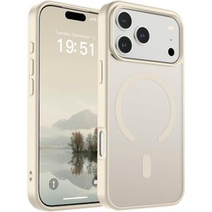 SUPFINE Magnetic for iPhone 17 Pro Case (Compatible with MagSafe)(Military Grade Drop Protection) Translucent Matte Shockproof with Anti-Fingerprint Phone Cover 2025, Antique White