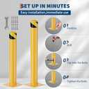 GarveeLife Steel Safety Bollards Heavy Duty 48 Inch,2 Pack Yellow Bollard Post for Parking Lot & Garage - Removable Security Bollard Post with Reflective Tape, Anchor Bolts Included (4.5" Diameter)