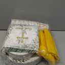 350Pcs God Bless Party Supplies Cross Floral Baptism Plates Napkins Cups Forks Knives Spoons Green Gold First Communion Tableware Set for Christening Baby Shower Party Supplies Serves 50