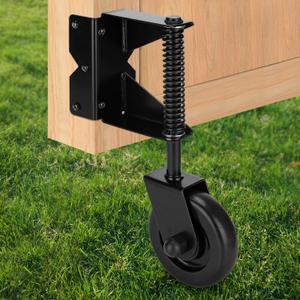 Heavy Duty Gate Wheel, Gate Casters for Outdoor Wooden Gates or Fence Gates, Spring Loaded Gate Wheel Caster for Uneven Floors, Gate Wheels with 360 Swivel, Right, Black
