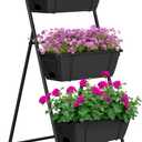 Raised Garden Bed 3 Tier Vertical Garden Planter Elevated Planter Boxes Outdoor Herb Planter with Drainage Holes Removable Tray for Patio Balcony Porch Black