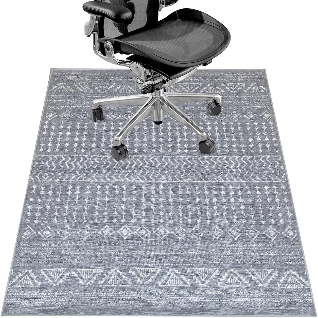 Office Chair Mat for Hardwood Floor&Tile Floor,36"X 48" Heavy Duty Desk Chair Mat for Hard Floors,Under Desk Rug for Rolling Computer Chair,Anti Slip,Low Pile Carpet Floor-Grey