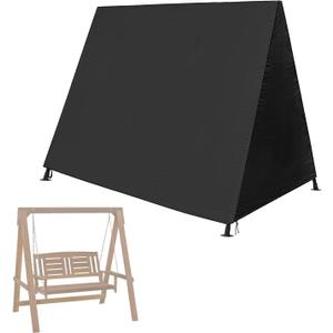 Outdoor Swing Cover, A-Frame Patio Swing Protector, Swing Covers for Outdoor Patio Swing 3 Seater,Patio Swing Chair Cover (Black, Medium)