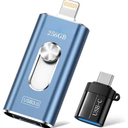 256GB Photo Stick USB Memory Phone Flash Drive, External Memory Thumb Storage for Photo and Video Backup, Compatible with iPhone iPad Android PC (Light Blue) 