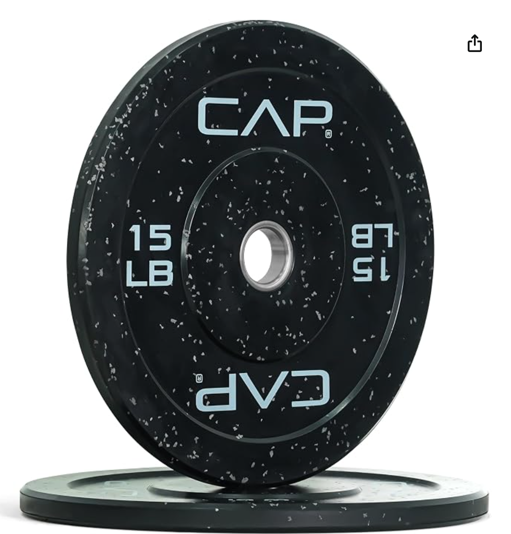 CAP 2-inch Olympic Bumper Plate Weight Set of 2, 15 Lbs Pair