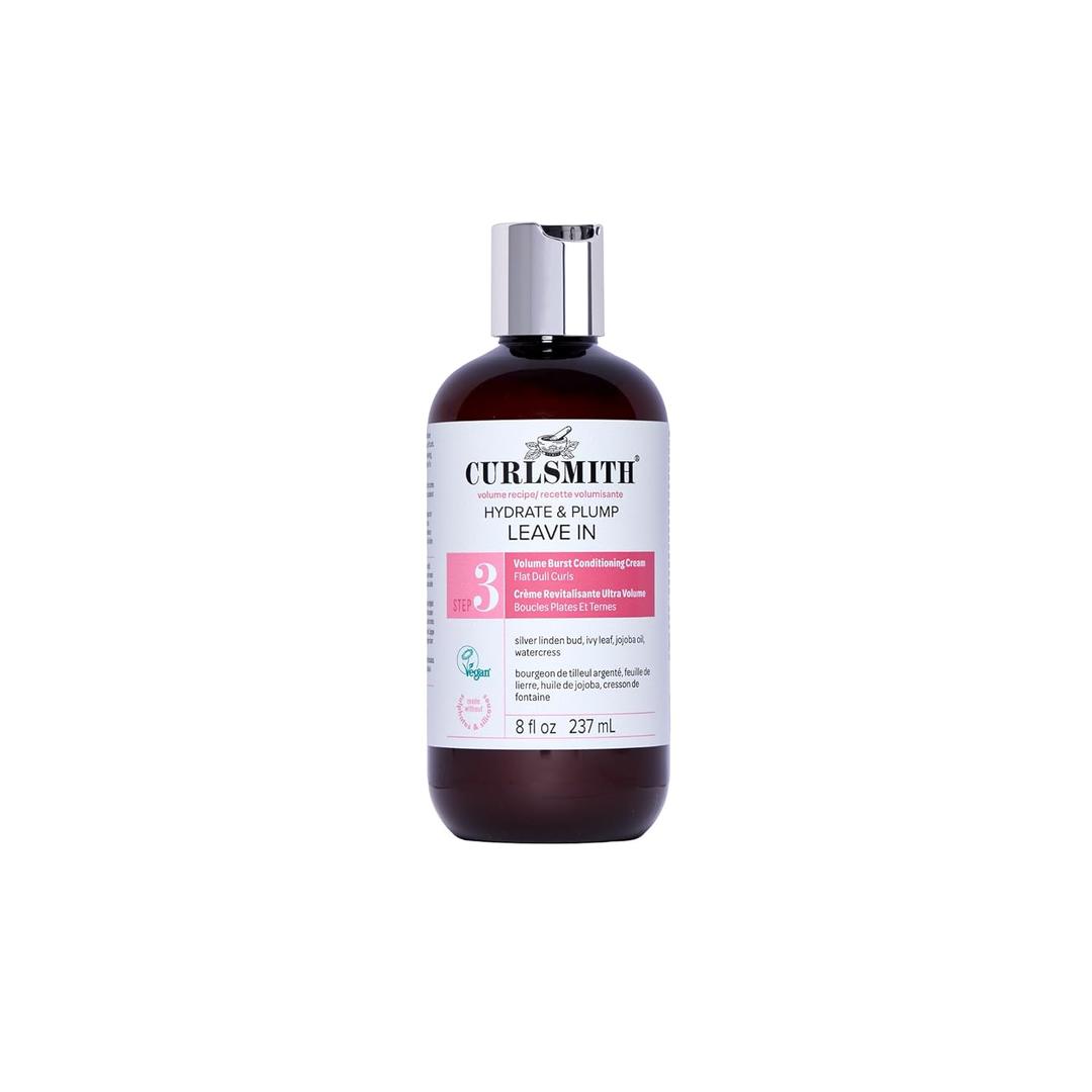 CURLSMITH Hydrate & Plump Leave-In - Lightweight Leave-In Conditioner for Curls, Hydrating & Volumizing, For All Curl Types, Vegan & Cruelty Free (8 oz)