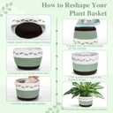 3 Pcs 7" 9" 13" Cotton Rope Plant Baskets Indoor with Plastic Liner 3 Colorful Straw Woven Plant Basket Indoor Green Round Wicker Basket for Living Room Floor Potted Pots Decor, 13"x9"x4.92