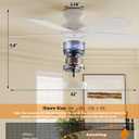 Ceiling Fans with Lights and Remote, 42 Inch Low Profile Ceiling Fan, Flush Mount LED Fan Light with Backlit Night Light Design, 3000K-6000K Dimmable Modern Fandelier Ceiling Fans for Bedroom, White