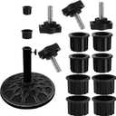 12 Pcs Umbrella Base Stand Replacement Parts,Patio Umbrella Base Replacement Parts Outdoor Umbrella Hole Ring Plug Cover with M8 Thread Screw Replacement Hand Knob for Backyard Patio Table Decks,Black