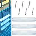 Wettarn 3 Set 18 Inches Pool Ladder Steps Universal Swimming Pool Ladder Pedal Set Molded Plastic Swimming Pool Ladder Rung Step with Stainless Steel Bolts Fit for Inground and Above Ground Pools