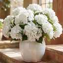 Daynight 4 Pcs Hydrangea Artificial Flowers Outdoor Silk Bouquets, UV Resistant Faux Hydrangeas Flowers for Table Vase Centerpieces Outside Party Wedding Baby Shower Home Outdoor Decor (4, White)