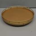 10" Gold Lazy Susan for Table Top, Oak Wood Lazy Susan Turntable Organizer for Dining Coffee Table Centerpiece Bar Decor Kitchen Countertop Bathroom Vanity Decorative Tray for Perfume Jewelry Round