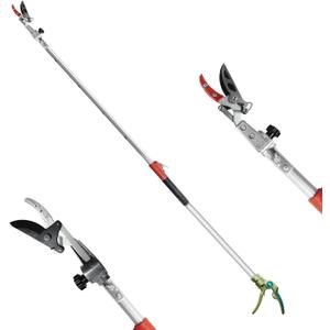 GARTOL Pruner for Garden, Cut Upto 1 Inch & Hold Telescopic Pole Pruner, Fruit Picker with Rotating Blade Head, Lightweight Aluminum Extendable Handle for Tree Branch Cutter, 7.87-13.78 FT, Silver