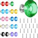 20 Pack Drawer Knobs Multicolored Included 10 Color, 30mm Colorful Crystal Glass Cabinet Dresser Pulls Diamond Shape Cupboard Wardrobe Knob with Screw for Kitchen Bathroom Office Plant DIY, Multicolor Classic 20Pack