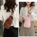 KlaOYer Sling Leather Bags For Women Crossbody Small Fanny Pack Purses Chest Bags With Guitar Strap For Gril Lady