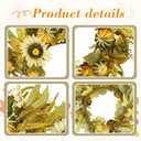 YNYLCHMX 18" Fall Wreaths for Front Door, Artificial Autumn Wreath with Sunflower Pumpkin and Berries for Home Porch Window Wall Farmhouse Decor, Indoor Outdoor, Holiday Decor