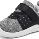 MORENDL Toddler Baby Shoes 0-4 Years Boy Girl Lightweight Breathable Non-Slip Sports Sneakers Running Walking Tennis Barefoot Shoes (Black)