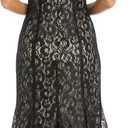 R&M Richards Women's Off The Shoulder Formal Gown - Glitter Lace Mermaid Evening Dress - Party & Cocktial Attire (Black), Size 22W