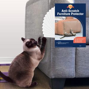 12 Pack XL Anti Cat Scratch Furniture Protector - Couch Protector from Cat Claws w/Twist Pins, Clear, Easy-to-Apply Scratching Deterrent and Shield for Sofa (Not for Leather, Velvet, Microfiber)