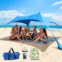 Beach Canopy Tent with UPF50+ Protection Sun shelter Portable Camping Tents 12X12FT Include Beach Blanket Phone Case with Sandbags Poles Anti-Wind Ropes for Beach Camping Backyard Picnics