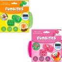 FUNBITES Crustless Sandwich Cutter for Kids Lunch (4-piece set), Uncrustable Sandwich Cutter, Bite-Size Food Cutter for Toddlers, Bento Box Accessories, BPA-FREE Dishwasher Safe, Squares/Hearts 2pk