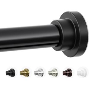 Shower Curtain Rod, 1" Diameter Heavy Duty Tension Shower Rod, Non Slip Adjustable 28-74 inch No Drilling Shower Curtain Rods Spring Tension For Bathroom, Shower Stall, No Rust, Black