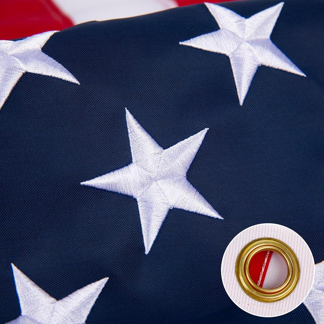 10x15 American Flag for Outside, Heavy Duty Outdoor, All Weather, Embroidered Stars with Brass Grommetss (USA Flag 10X15FT)