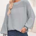 Sidefeel Women's Pullover Sweaters Casual Long Sleeve Crewneck Loose Knit Jumper Tops (XXL)