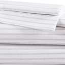 Eddie Bauer - Flannel Sheets Queen Size, Anti-Pilling & Wrinkle Resistant Cotton, Touchably Soft for All-Season Comfort - Bed Sheets with Matching Pillowcases & Fitted Sheet (Trail Stripe Grey)